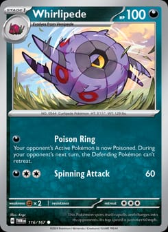 Whirlipede 116/167 Common – Twilight Masquerade Pokémon card