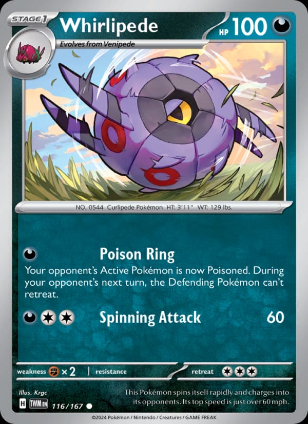 Whirlipede 116/167 Twilight Masquerade Pokémon card