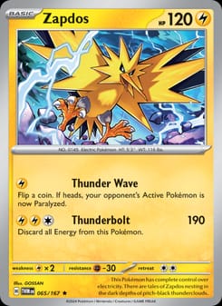 Zapdos 065/167 Rare – Twilight Masquerade Pokémon card