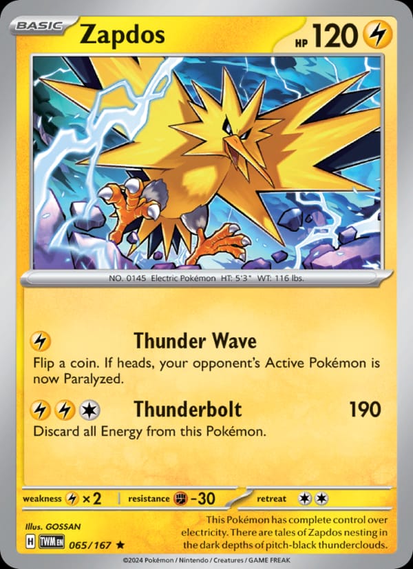 Zapdos 065/167 Twilight Masquerade Pokémon card