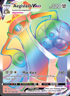 Aegislash VMAX 190/185 Secret Rare – Vivid Voltage Pokémon card