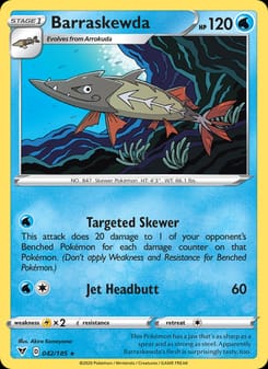 Barraskewda 042/185 Rare – Vivid Voltage Pokémon card