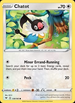 Chatot 139/185 Common – Vivid Voltage Pokémon card
