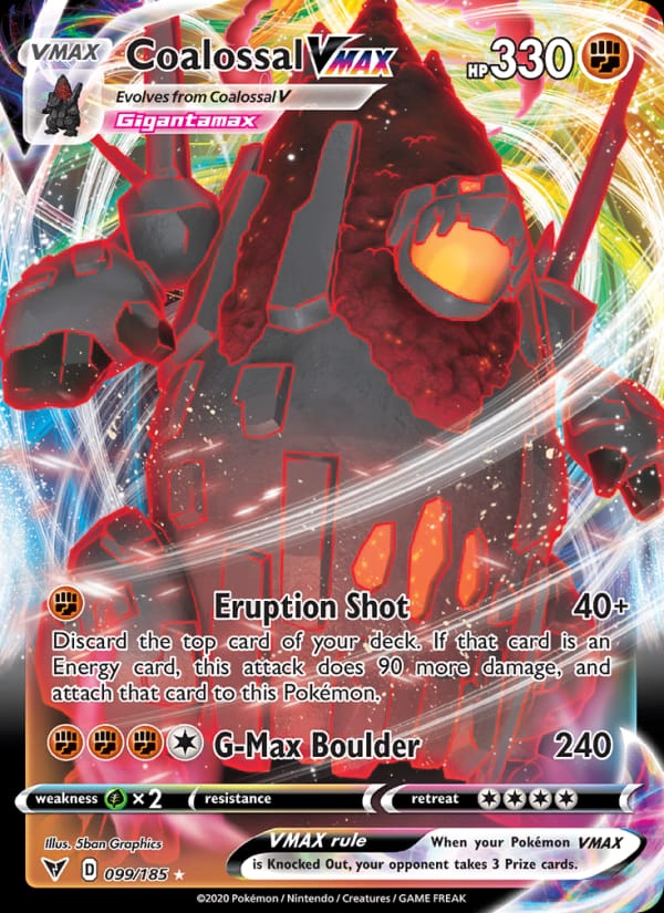 Coalossal VMAX 189/185 Vivid Voltage Pokémon card