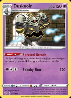 Dusknoir 071/185 Holo Rare – Vivid Voltage Pokémon card