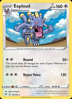 Exploud 137/185 Rare – Vivid Voltage Pokémon card