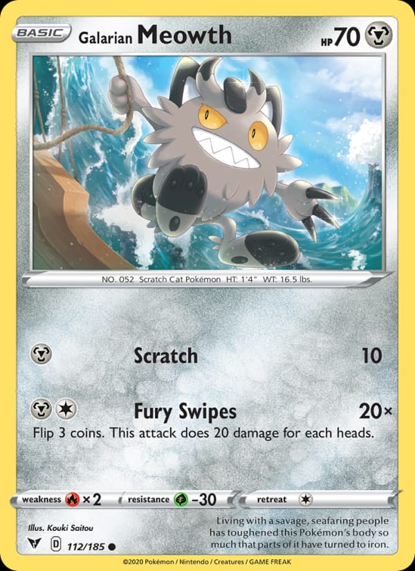 Galarian Meowth 112/185 Vivid Voltage Pokémon card