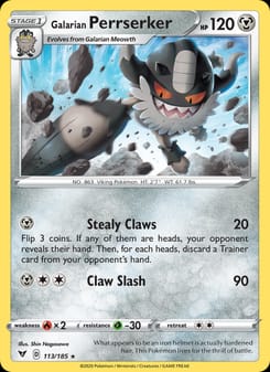 Galarian Perrserker 113/185 Rare – Vivid Voltage Pokémon card