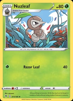 Nuzleaf 011/185 Uncommon – Vivid Voltage Pokémon card