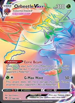 Orbeetle VMAX 186/185 Secret Rare – Vivid Voltage Pokémon card