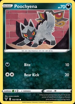 Poochyena 103/185 Common – Vivid Voltage Pokémon card