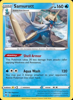 Samurott 035/185 Rare – Vivid Voltage Pokémon card