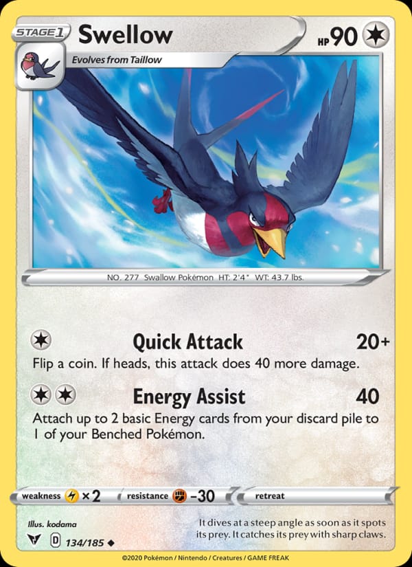 Swellow 134/185 Vivid Voltage Pokémon card
