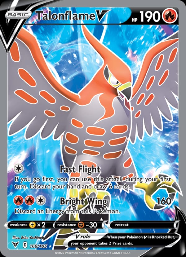Talonflame V 168/185 Vivid Voltage Pokémon card