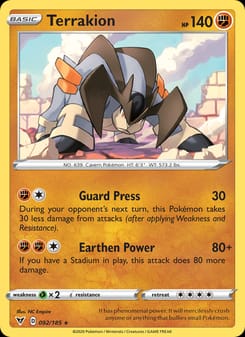 Terrakion 092/185 Rare – Vivid Voltage Pokémon card