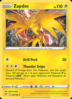 Zapdos 048/185 Holo Rare – Vivid Voltage Pokémon card