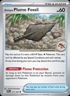 Antique Plume Fossil 079/086 Common – White Flare Pokémon card