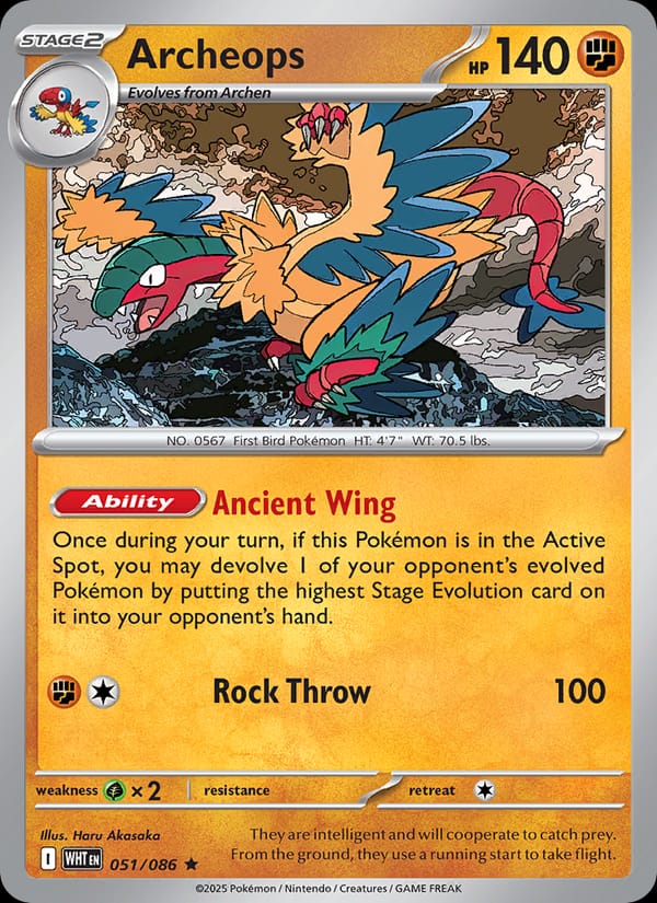 Archeops 051/086 White Flare Pokémon card