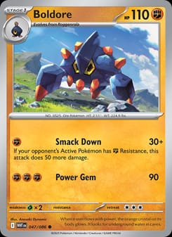 Boldore 047/086 Common – White Flare Pokémon card