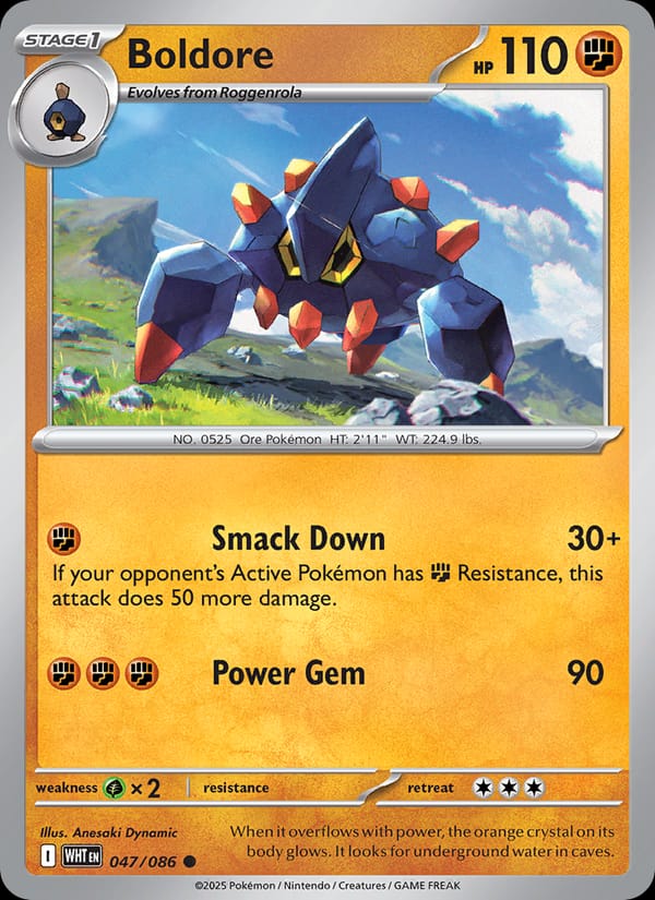 Boldore 047/086 White Flare Pokémon card