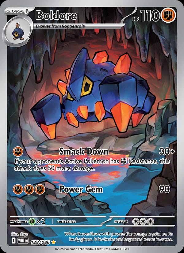 Boldore 128/086 White Flare Pokémon card