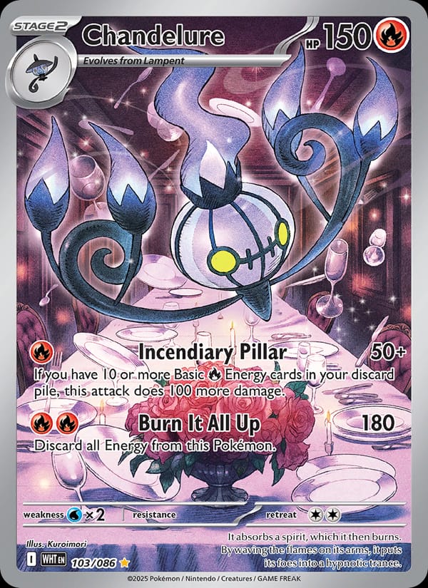 Chandelure 103/086 White Flare Pokémon card