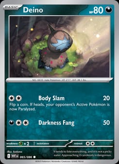 Deino 065/086 Common – White Flare Pokémon card