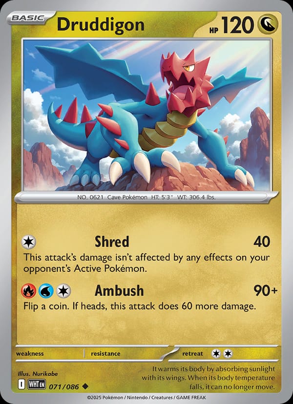 Druddigon 071/086 White Flare Pokémon card