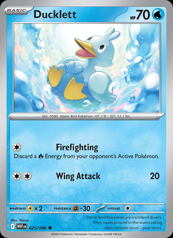 Ducklett 025/086 White Flare Pokémon card