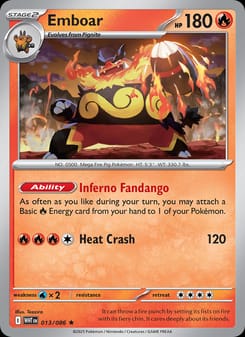 Emboar 013/086 Rare – White Flare Pokémon card