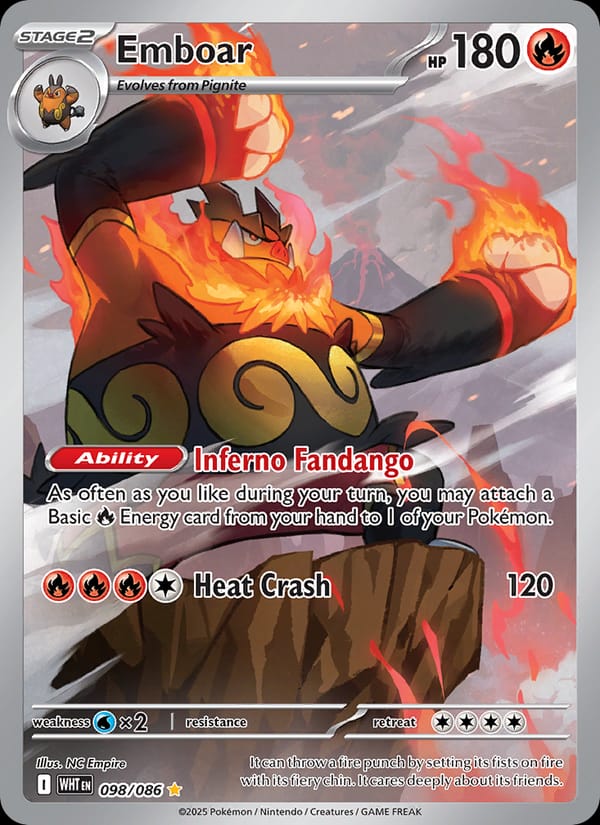 Emboar 098/086 White Flare Pokémon card