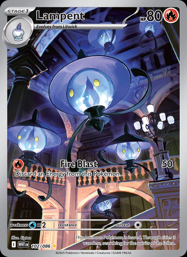 Lampent 102/086 White Flare Pokémon card
