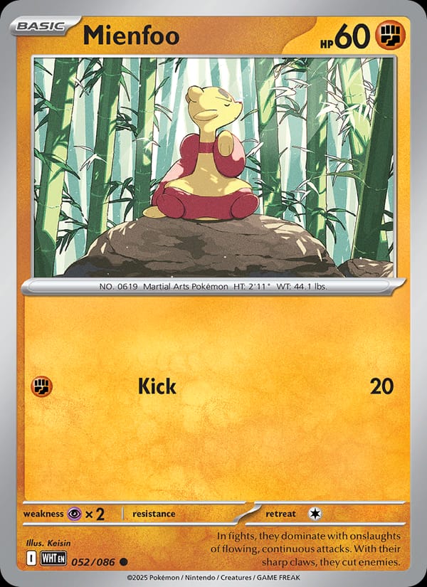 Mienfoo 052/086 White Flare Pokémon card