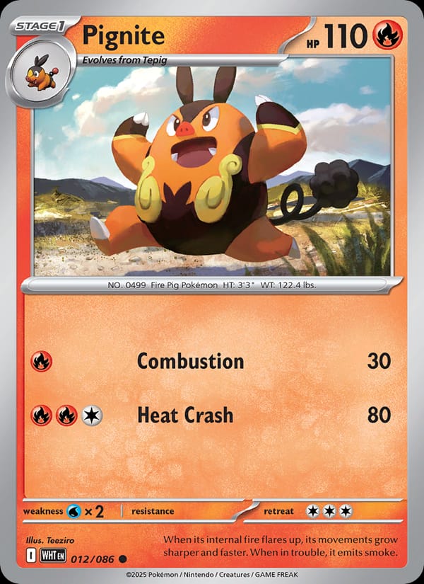 Pignite 012/086 White Flare Pokémon card