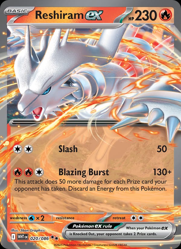 Reshiram ex 020/086 White Flare Pokémon card