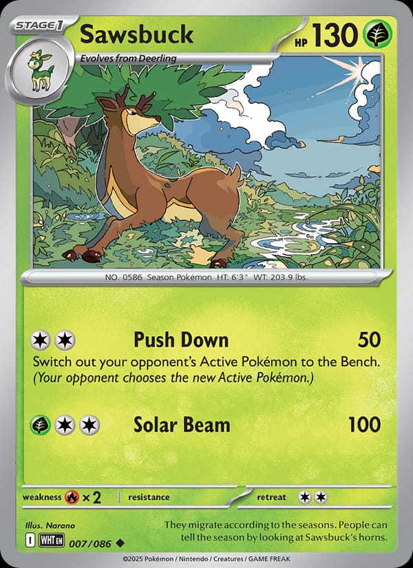 Sawsbuck 007/086 White Flare Pokémon card