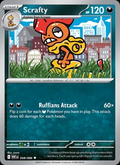 Scrafty 058/086 Uncommon – White Flare Pokémon card