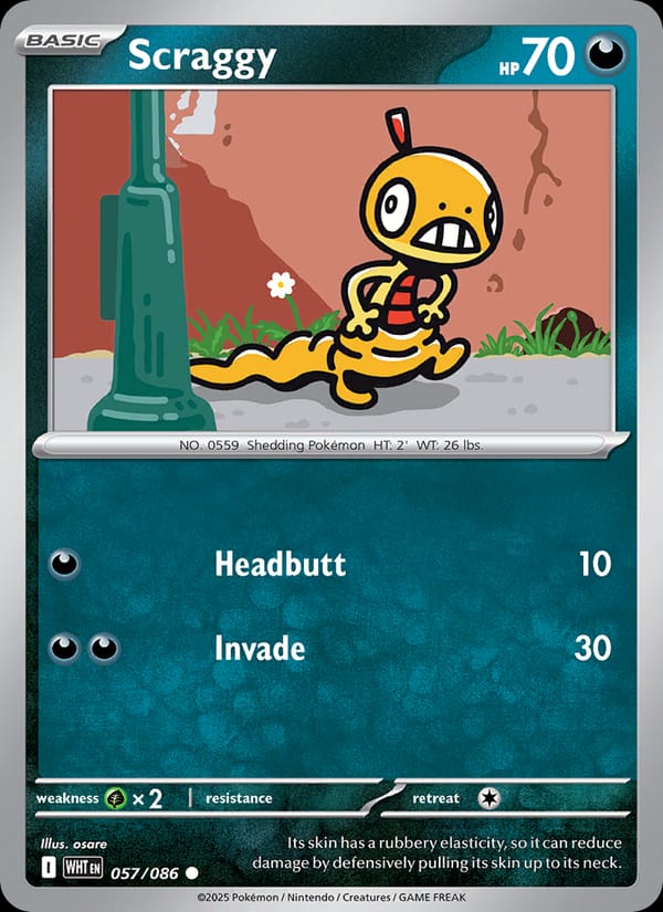 Scraggy 057/086 White Flare Pokémon card