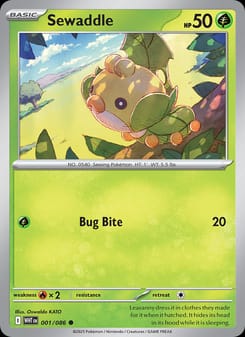 Sewaddle 001/086 Common – White Flare Pokémon card