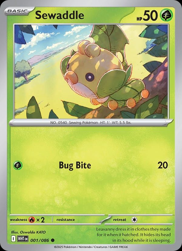 Sewaddle 001/086 White Flare Pokémon card