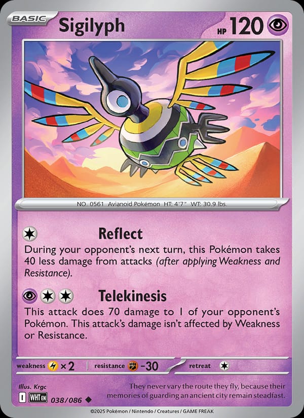 Sigilyph 038/086 White Flare Pokémon card
