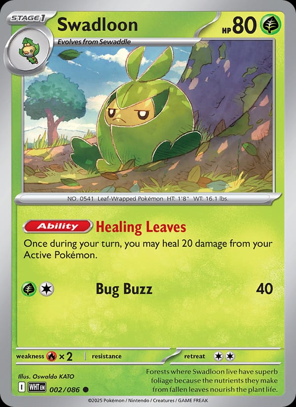 Swadloon 002/086 White Flare Pokémon card
