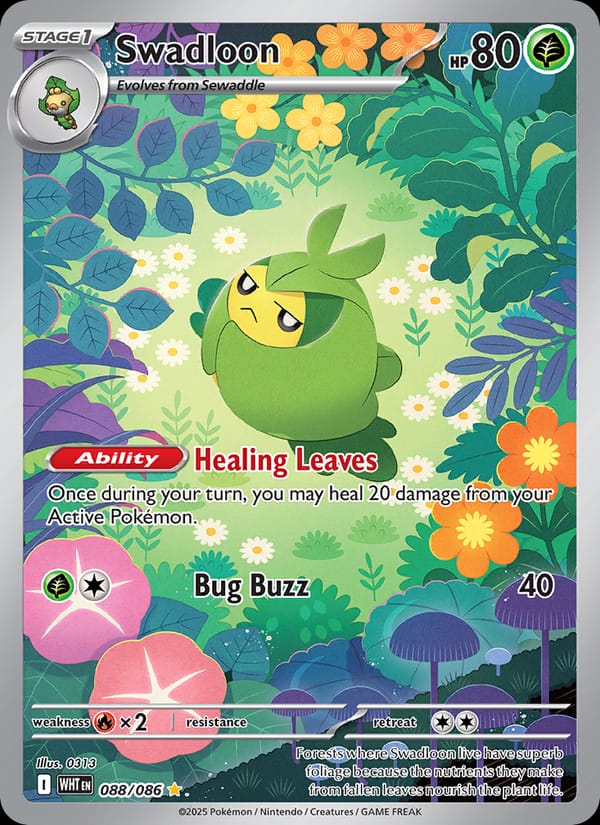 Swadloon 088/086 White Flare Pokémon card