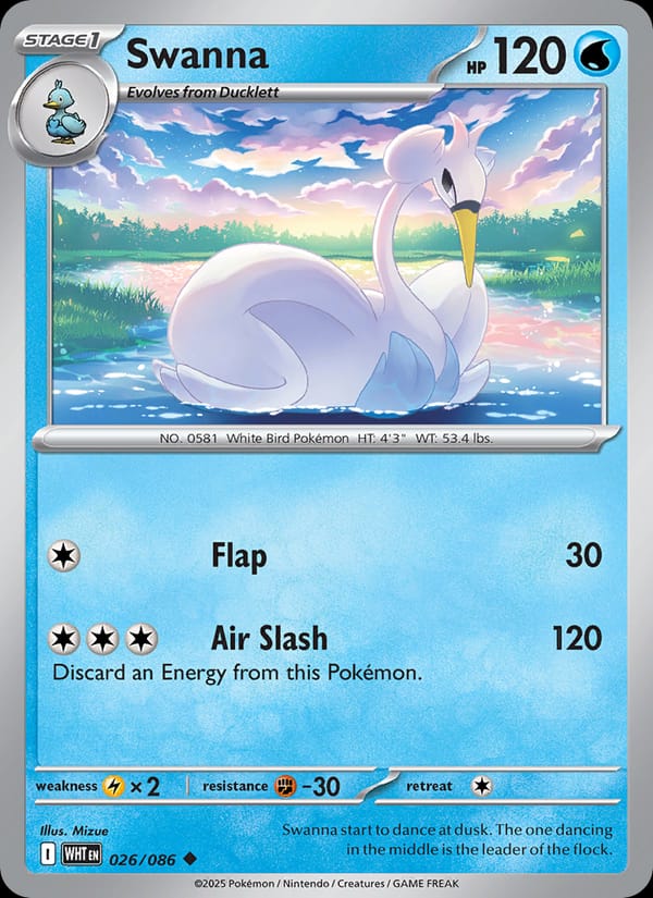 Swanna 026/086 White Flare Pokémon card