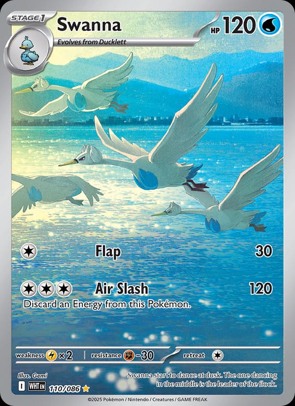 Swanna 110/086 White Flare Pokémon card