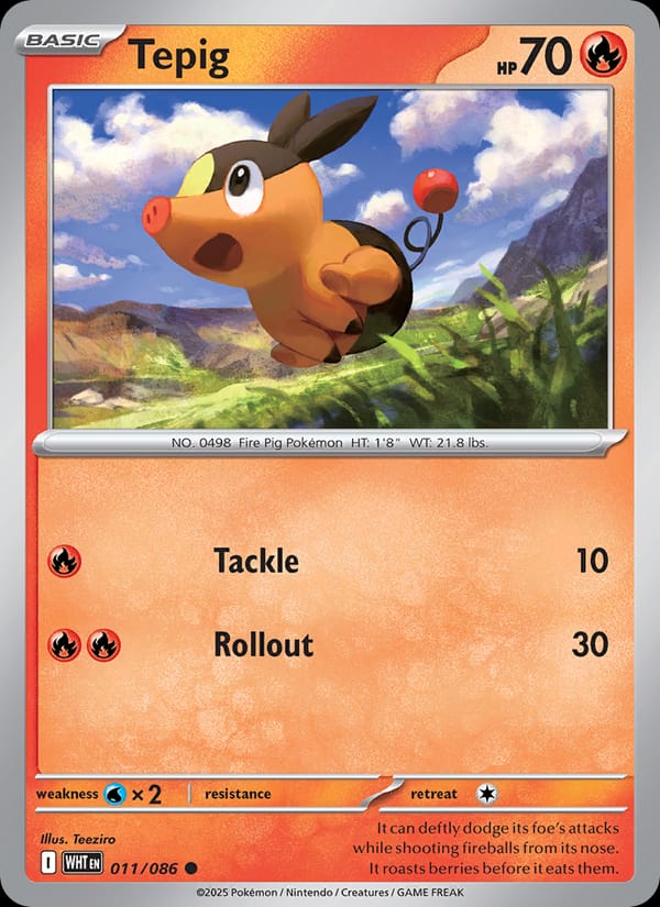 Tepig 011/086 White Flare Pokémon card