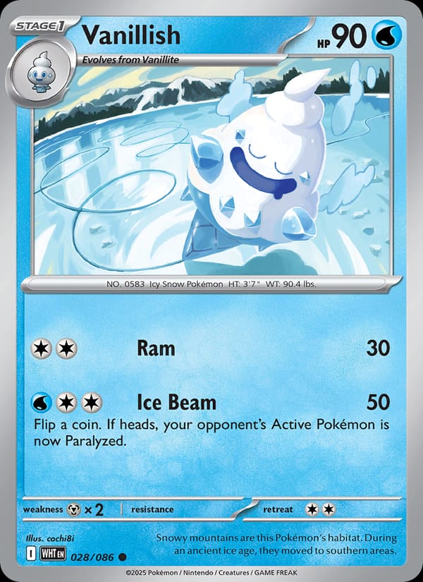 Vanillish 028/086 White Flare Pokémon card