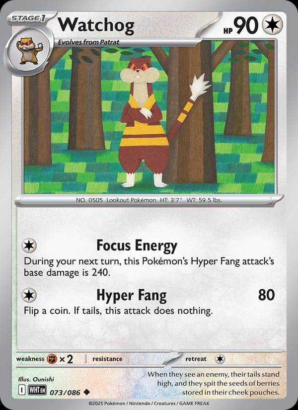 Watchog 073/086 White Flare Pokémon card