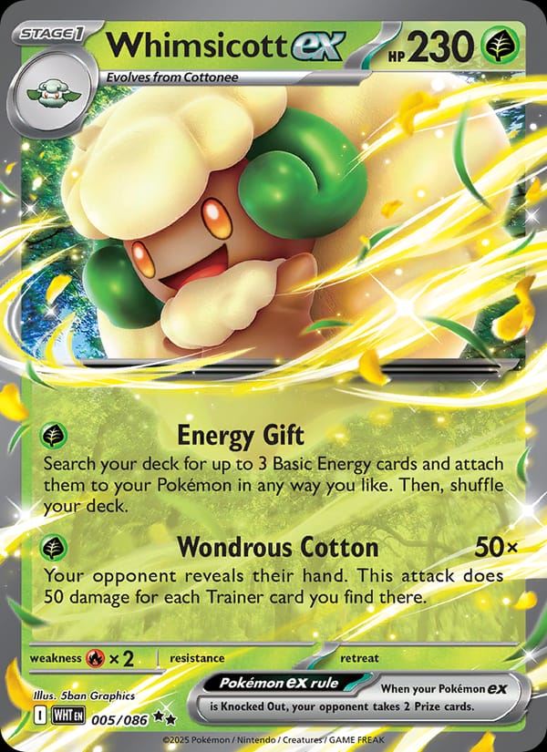 Whimsicott ex 005/086 White Flare Pokémon card