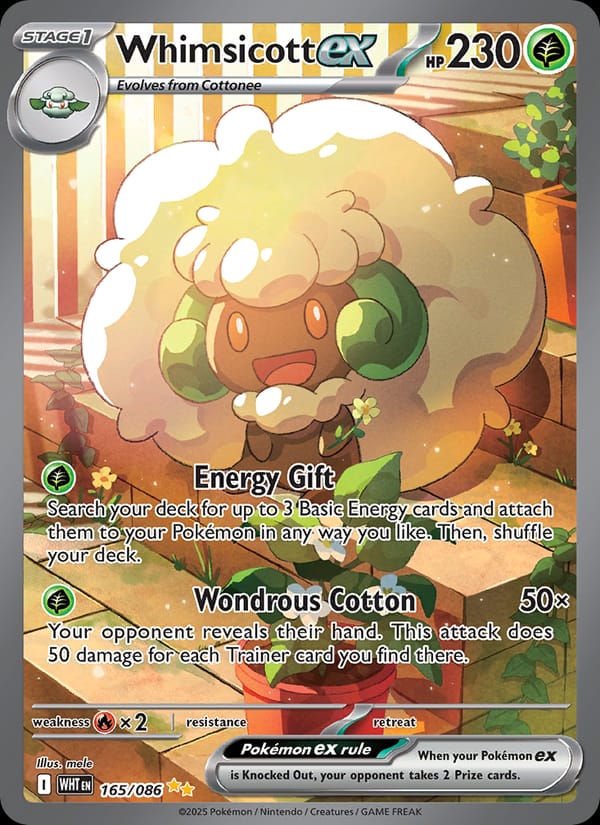 Whimsicott ex 165/086 White Flare Pokémon card